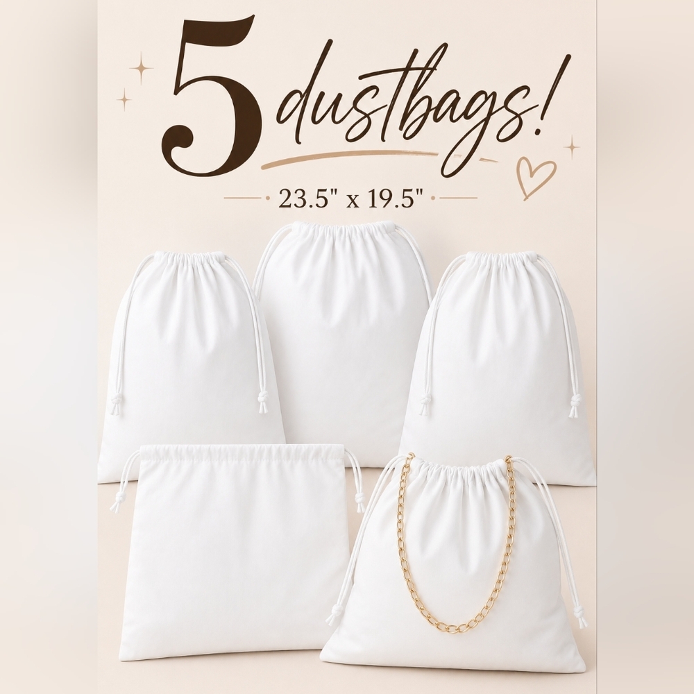 Set of 5 White Drawstring Dustbags